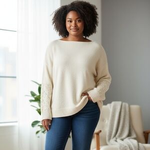 Old Navy Boat Neck Elegant Cream Sweater for Women 4X New